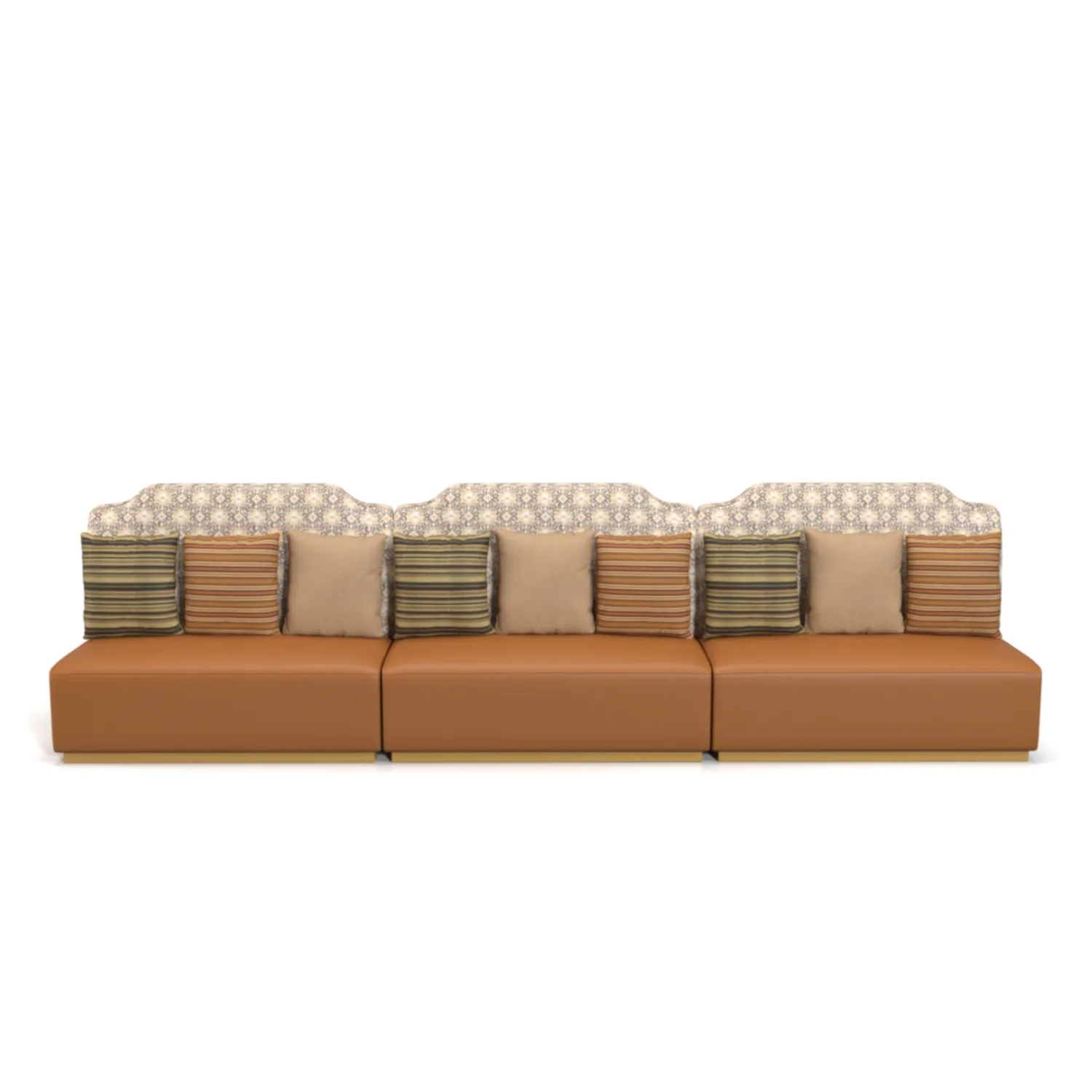 Leather And Wpholstered Banquette Sofa With Cushion PBR 3D Model_04